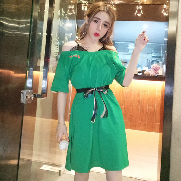 Rochie elegantă de damă cu umerii căzuți - două culori