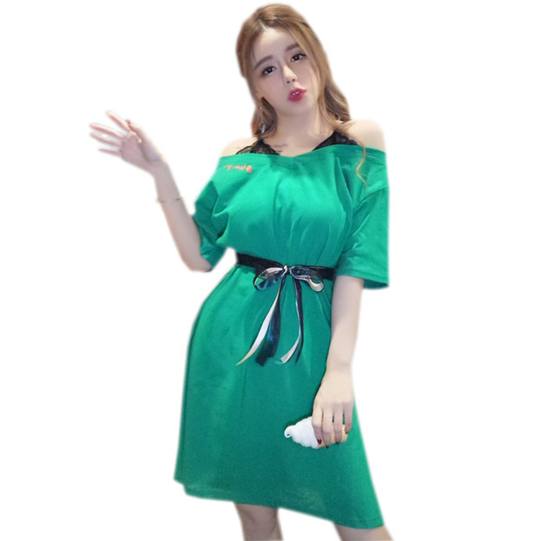 Rochie elegantă de damă cu umerii căzuți - două culori