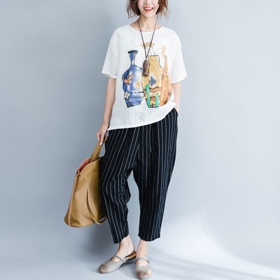 Γυναικείο μπλουζάκι MAXI  μεγέθους με κοντό μανίκι και εκτύπωση σε τρία χρώματα