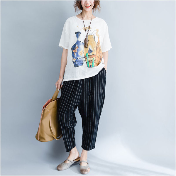 Γυναικείο μπλουζάκι MAXI  μεγέθους με κοντό μανίκι και εκτύπωση σε τρία χρώματα