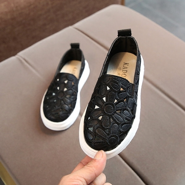 Mocasini copii pentru fete in negru, alb si roz cu talpa plata