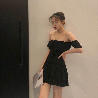 Καθημερινό γυναικείο φόρεμα  με πέτρες σε κόκκινο και μαύρο χρώμα