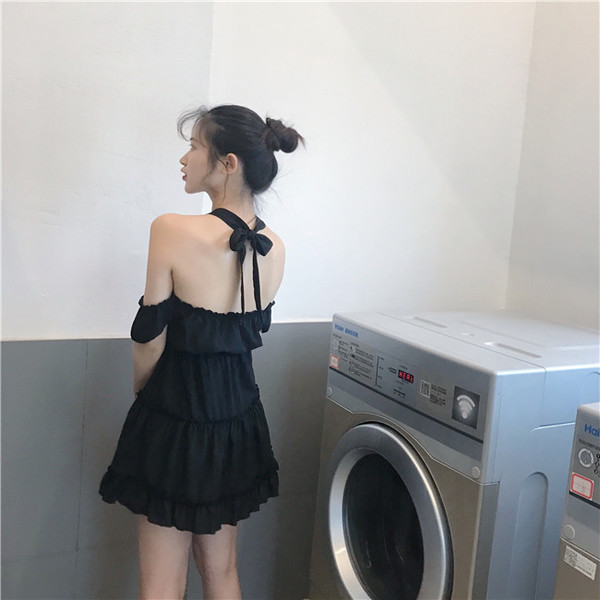 Καθημερινό γυναικείο φόρεμα  με πέτρες σε κόκκινο και μαύρο χρώμα