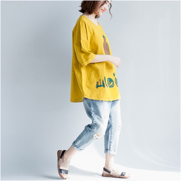 Tricou de dama marimea MAXI pentru vara cu aplicatie in trei culori