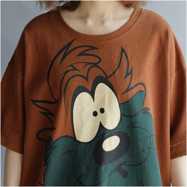 Tricou din bumbac marimea MAXI pentru vara cu aplicatie in doua culori