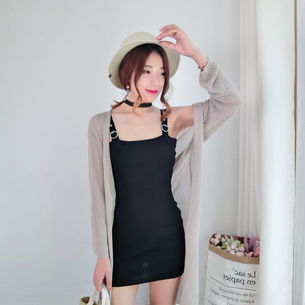 Γυναικείο φόρεμα σε γκρι, καφέ, πράσινο και μαύρο χρώμα