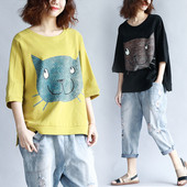 Βαμβακερή γυναικεία μπλούζα MAXI  μεγέθους σε τρία χρώματα