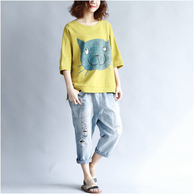 Βαμβακερή γυναικεία μπλούζα MAXI  μεγέθους σε τρία χρώματα