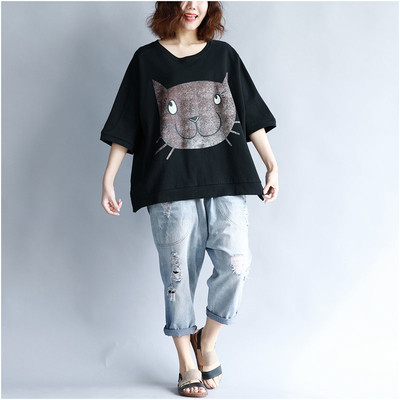 Βαμβακερή γυναικεία μπλούζα MAXI  μεγέθους σε τρία χρώματα