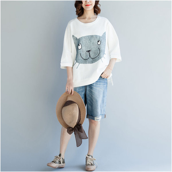 Βαμβακερή γυναικεία μπλούζα MAXI  μεγέθους σε τρία χρώματα