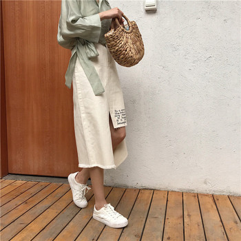 Περιστασιακή γυναικεία φούστα  με δίχρωμη επιγραφή