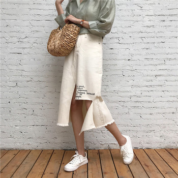 Περιστασιακή γυναικεία φούστα  με δίχρωμη επιγραφή