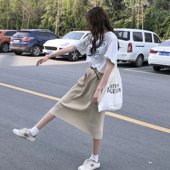 Καθημερινή γυναικεία  φούστα με  μήκος κάτω από το γόνατο σε δύο χρώματα