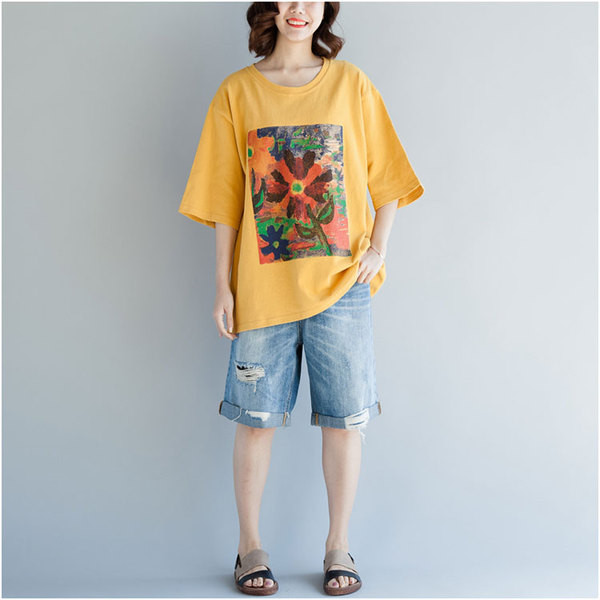 Tricou dama marimea MAXI pentru vara cu aplicatie in trei culori