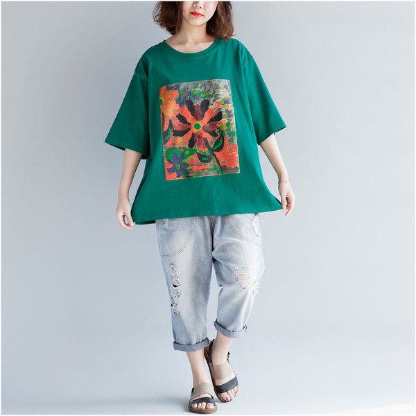 Tricou dama marimea MAXI pentru vara cu aplicatie in trei culori