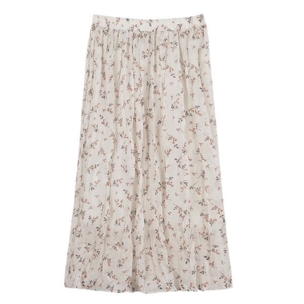 Καθημερινή γυναικεία φούστα  με υψηλή μέση και floral μοτίβο σε μαύρο και καφέ χρώμα