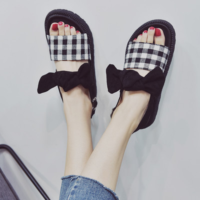 Γυναικεία σανδάλια με κορδέλα σε δύο χρώματα