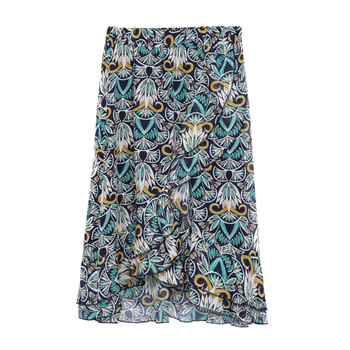 Fusta maxi de dama cu talie inalta cu imprimeu in doua culori
