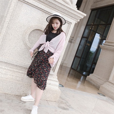 Fusta maxi de dama cu talie inalta cu imprimeu in doua culori