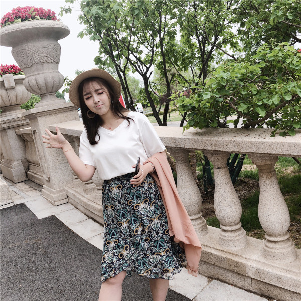 Fusta maxi de dama cu talie inalta cu imprimeu in doua culori