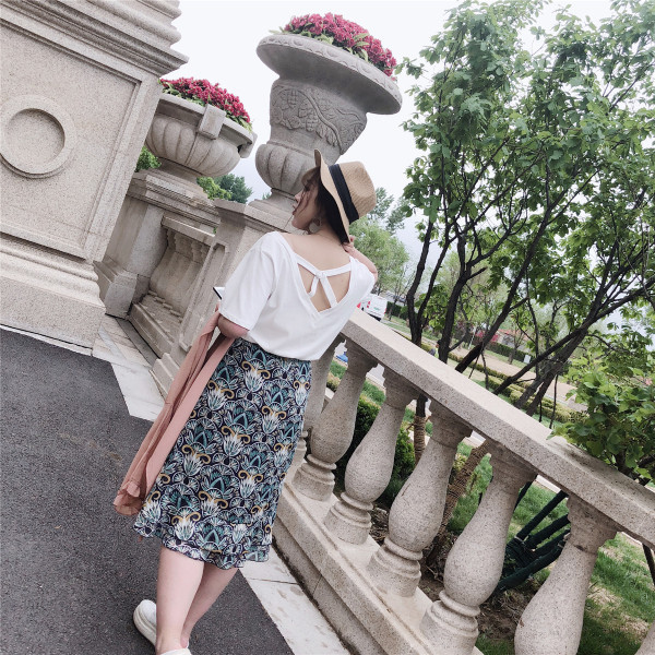 Fusta maxi de dama cu talie inalta cu imprimeu in doua culori