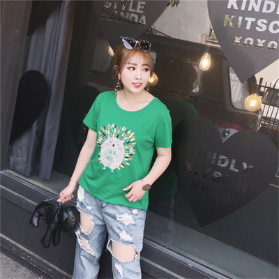 Tricou de vara marimi MAXI cu aplicatie in alb, negru si verde