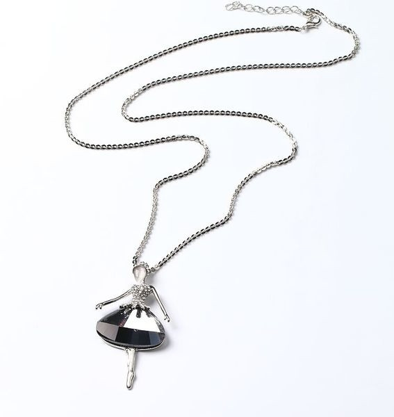 Μακρύ γυναικείο κολιέ  με μεγάλη πέτρα και μενταγιόν - μπαλαρίνα