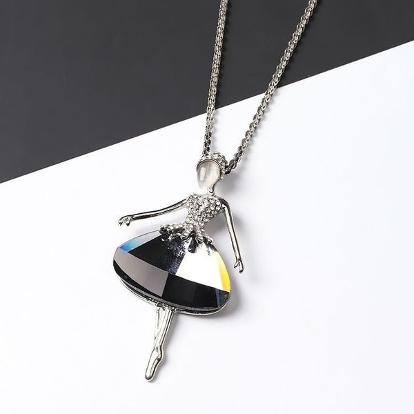 Μακρύ γυναικείο κολιέ  με μεγάλη πέτρα και μενταγιόν - μπαλαρίνα