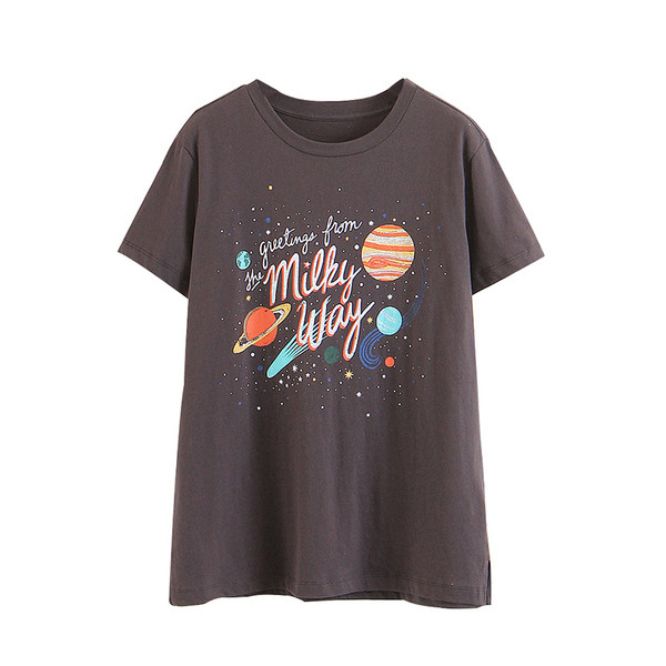 Γυναικείο καθημερινό μπλουζάκι MAXI μέγεθος  σε λευκό και γκρι χρώμα 