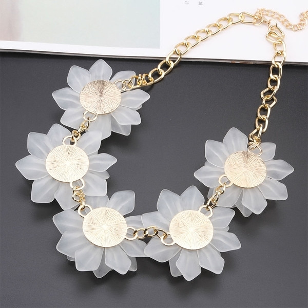 Γυναικείο κομψό κολιέ λουλούδι σε δύο χρώματα