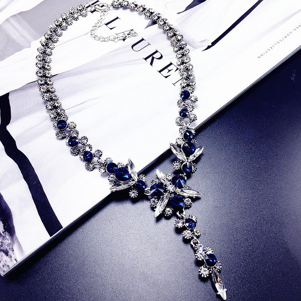 Γυναικείο κομψό κολιέ σε διάφορα χρώματα με πέτρα και κρύσταλλο