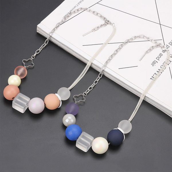 Γυναικείο κομψό κολιέ με μεγάλες πέτρες σε ματ χρώμα