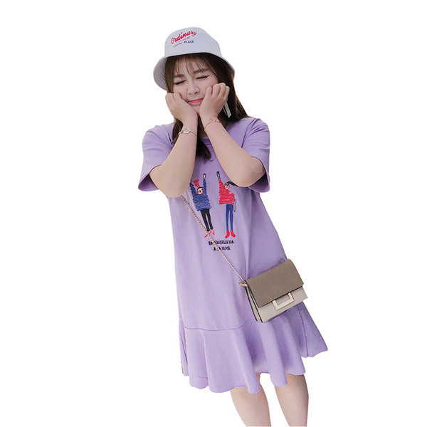 Rochie de dama marimea MAXI in stil liber - trei culori, cu aplicatie