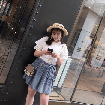 Καλοκαιρινή γυναικεία φούστα μέγεθος MAXI σε ένα κομμένο μοντέλο με μια ζώνη σε τρία χρώματα