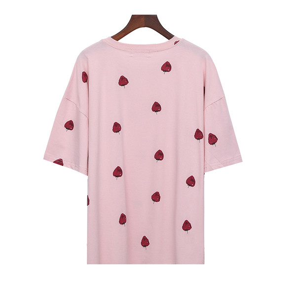 Tricou dama marimea MAXI in roz si alb cu imprimeu