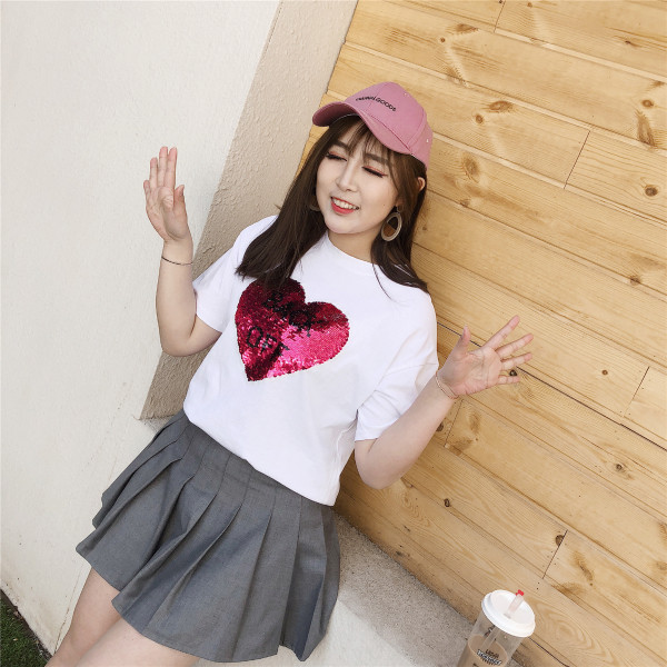 Tricou casual marime maxi cu maneci 3/4 in trei culori si decor cu paiete