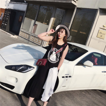 Rochie lejeră lungă mărimea MAXI în negru cu două modele aplicate