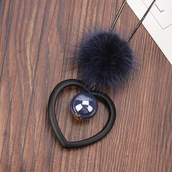 Colier de damă Inimă cu lanț delicat cu elemente din puf și piatră