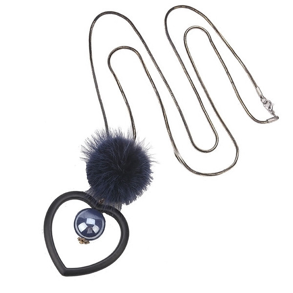 Colier de damă Inimă cu lanț delicat cu elemente din puf și piatră