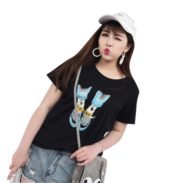 Tricou dama marimi MAXI alb si negru cu imprimeu