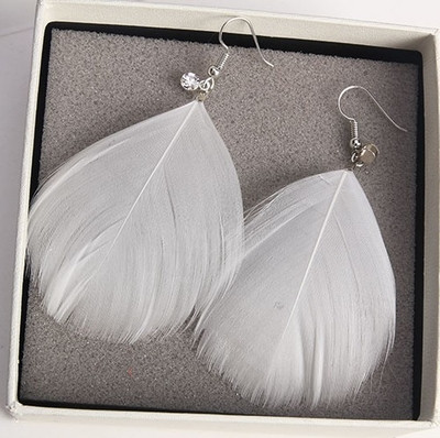 Γυναικεία σκουλαρίκια με φτερό και μαλακή αλυσίδα σε διάφορα χρώματα