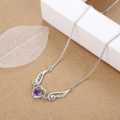 Γυναικείο κολιέ καρδιά με έγχρωμη πέτρα