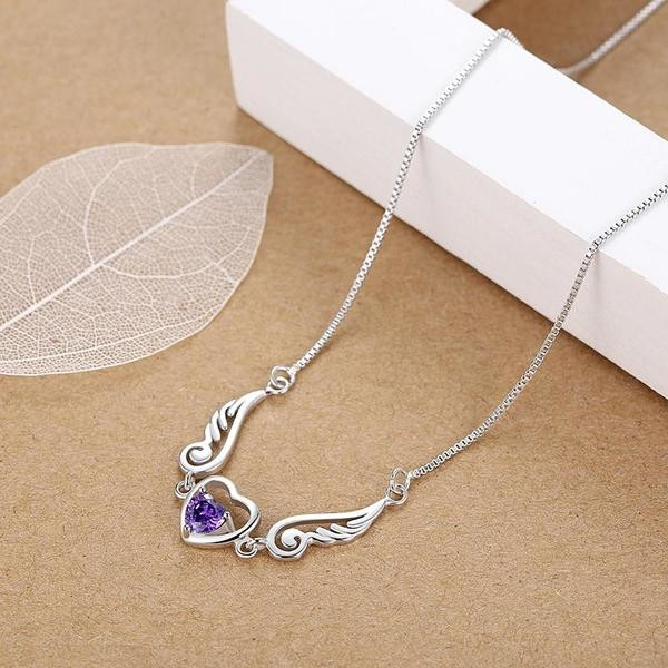 Γυναικείο κολιέ καρδιά με έγχρωμη πέτρα