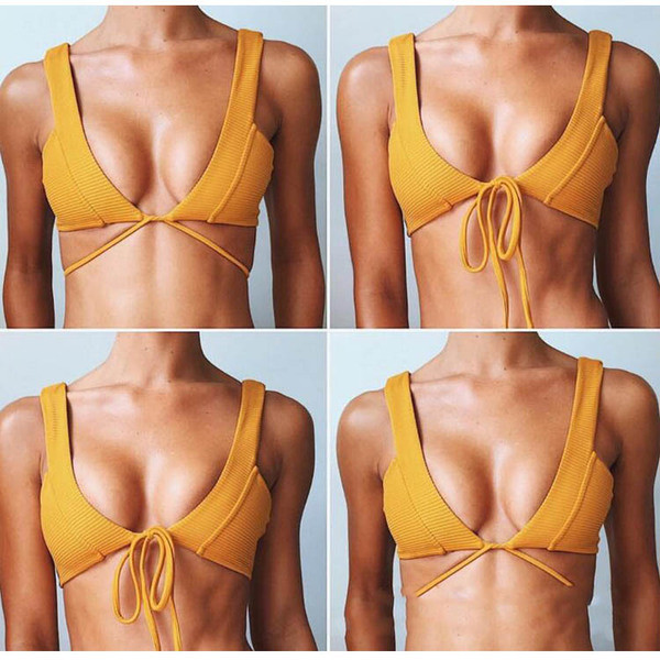 Costum de baie elegant de damă în două părți în trei culori