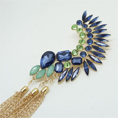 Γυναικείο σκουλαρίκι με έγχρωμες πέτρες και κρεμαστές αλυσίδες