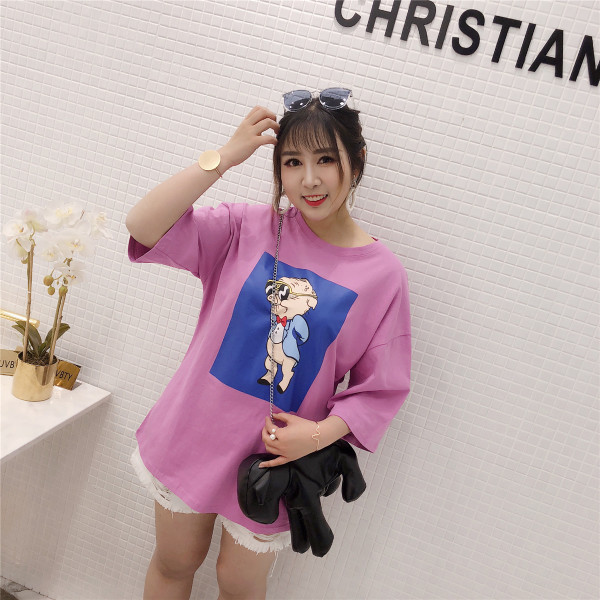 Tunica de dama marimea MAXI cu maneci 3/4 in doua culori cu aplicatie