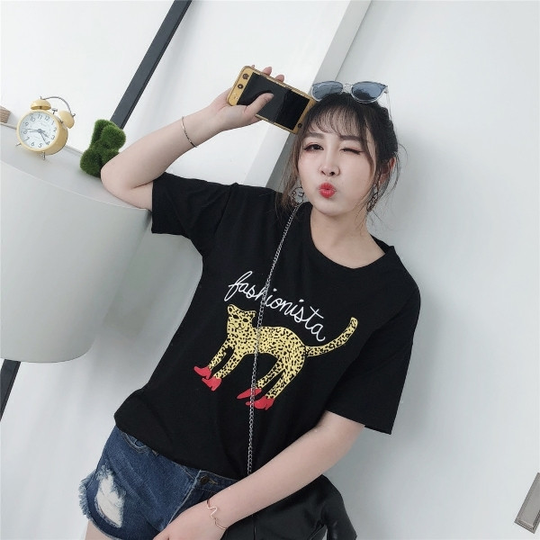 Tricou dama marimea MAXI cu imprimeu, alb si negru cu maneci 3/4