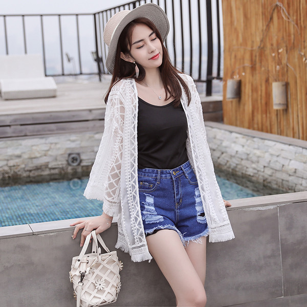 Pareo de damă elegant cu broderie în alb