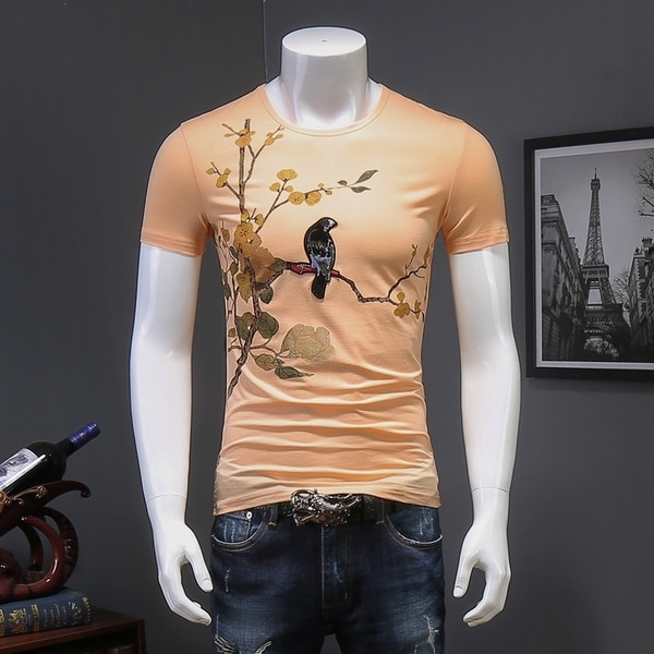 Tricou barbatesc in trei culori cu imprimeu color