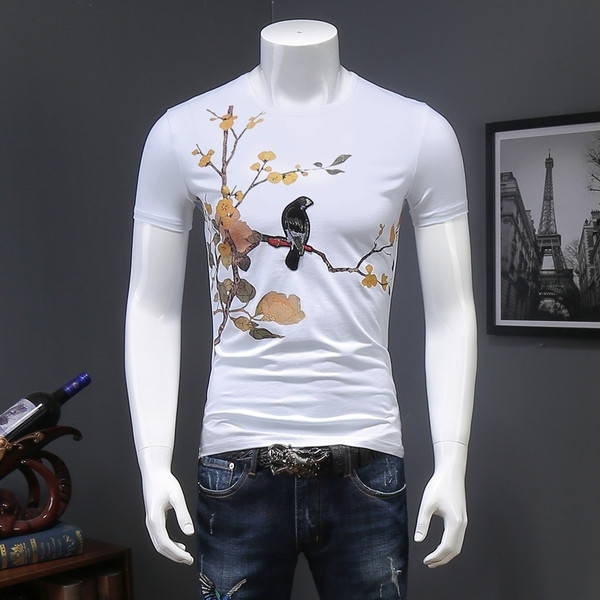 Tricou barbatesc in trei culori cu imprimeu color